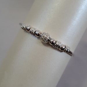 Silver Beaded Bracelet / Bangle